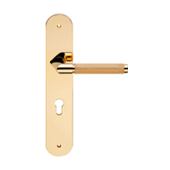 Grip Door Handle on plate - Gold Plated